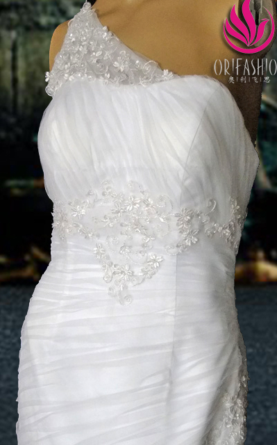 Orifashion HandmadeReal Custom Made One Shoulder Wedding Dress R